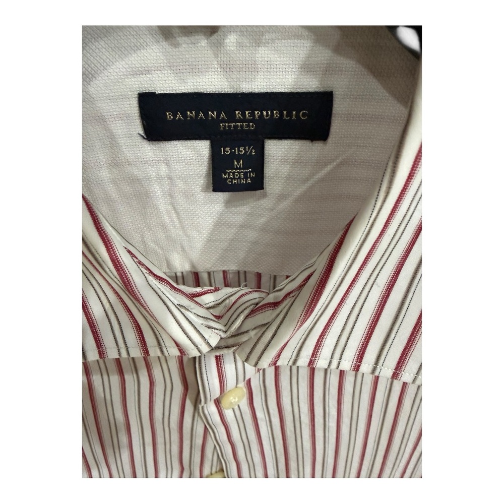 Banana Republic Men’s Fitted Dress Shirt Striped Long Sleeve Size M 15-15 1/2 - Picture 3 of 3